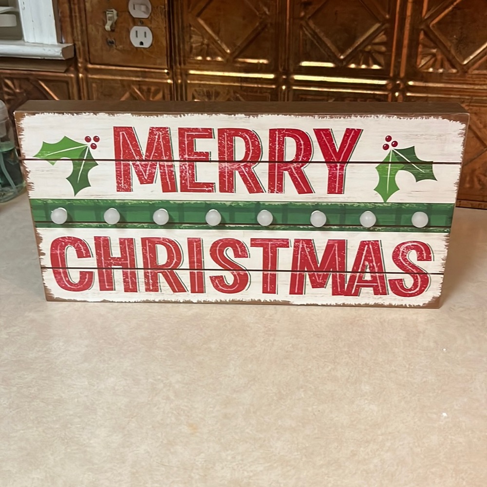 Merry Christmas Sign with Lights